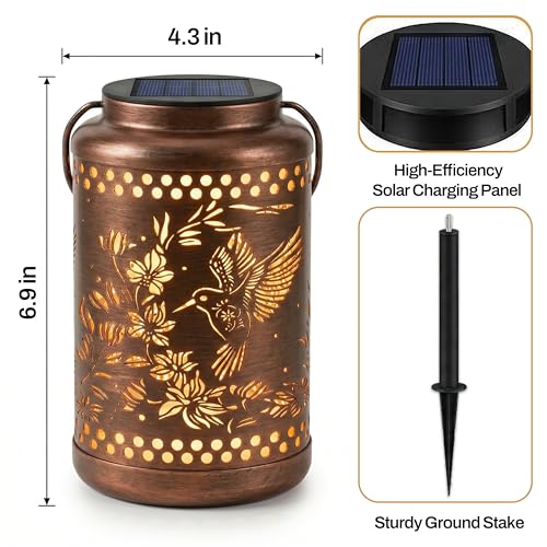 Hummingbird Solar Lanterns Outdoor Waterproof with Ground Stake - Unique Gifts for Women Mom, Mothers Day Gifts - Birthday for Women,House Warming Gift New Home - for Garden Patio Yard Porch Lawn - color: Hummingbird