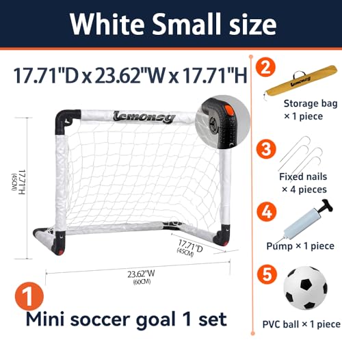 Small Soccer Goals for Kids, Foldable Mini Soccer Goal Set with Portable Soccer Net for Kids, Kid Soccer Goal for Indoor Outdoor Backyard Play, Soccer Toy Gift for Children - size: Elite White: 23.62×17.71×17.71 inch in goal+ball