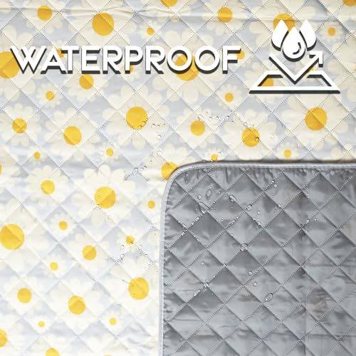CARSTENS, INC. Easy Pack Waterproof Sandproof Picnic Blanket, Lightweight Foldable Outdoor Camping Beach Mat, Large 60"x80", Daisy Day Floral - color: Daisy Day Floral
