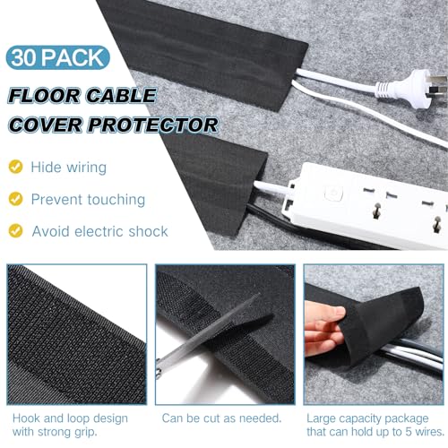 WILLBOND Carpet Cord Cover Cable Protector Floor Cover Cable Protector Management Only for Commercial Office Carpet(295.28 ft,Black) - color: Black, size: 295.28 ft
