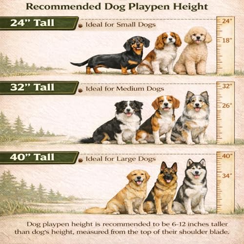 Dog Play Pen for Outdoor Use - 32'', 16 Panels for Small and Medium Size Dogs - Portable Playpen Kennel for RV, Camping, and Yard - Heavy Duty Pet Fence w/Black Rust Resistant Coating - size: 32 Inches