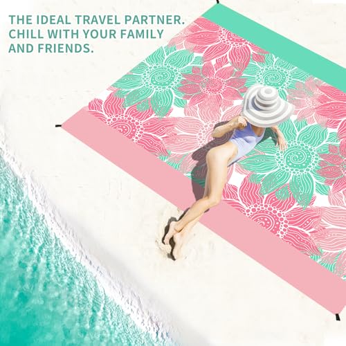 Beach Blanket 78''×110'' Suits 1-7 Adults Waterproof Sandproof Oversized Lightweight Waterproof Durable Blanket Large Picnic Mat for Beach Travel Camping Picnic Hiking - color: Flower Mix, size: 78''x110''