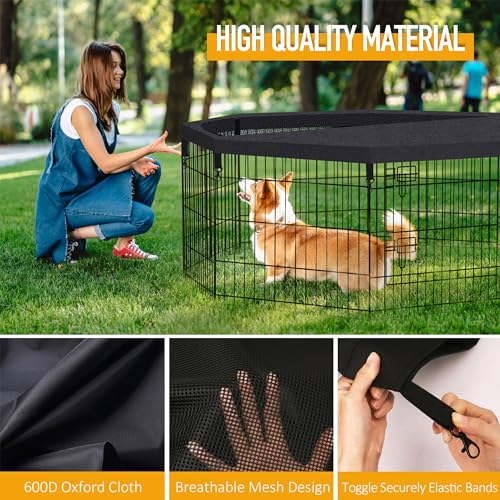 Dog Pet Playpen 8 Panel 24 Inch Top Cover for Small Medium Pets Indoor Outdoor (Only Cover,Playpen Not Included)(Black Top Cover) - style: Top cover Black