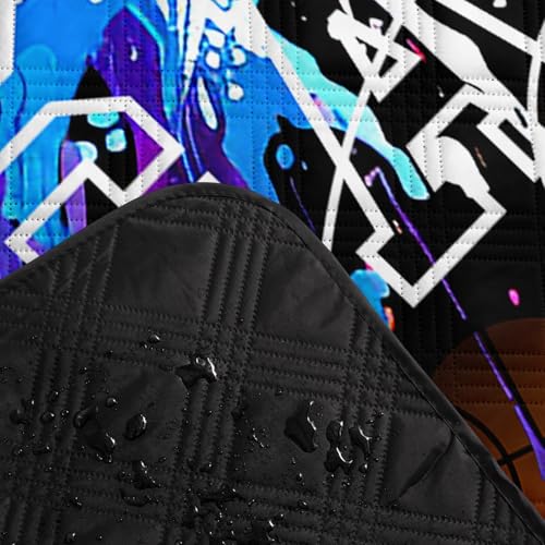 Outdoor Picnic Blanket Portable Ultrasonic Waterproof Picnic Cartoon Basketball Printed Camping Beach Mat for Sand and Wet Grass Hiking (Cartoon Basketball L - color: Cartoon Basketball, size: Extra Long - 78"x78"