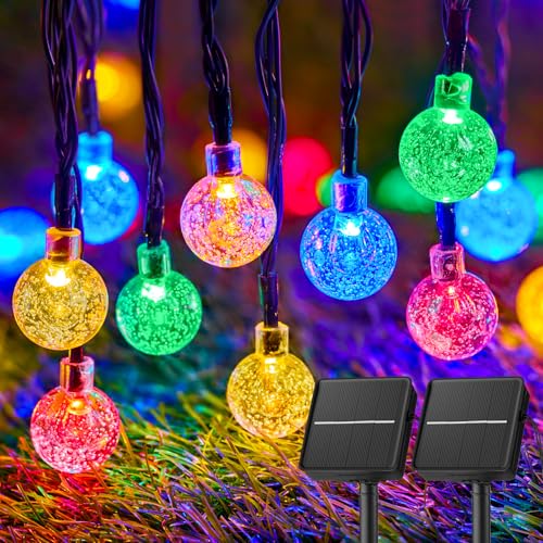 Brightown Solar String Lights Outdoor Waterproof, 2-Pack 120 LED 72Ft Total, Solar Powered Globe Patio Lights with 8 Lighting Modes for Garden Yard Porch Wedding Party Decor (Multicolor) - color: Multicolor, size: 2 Pc