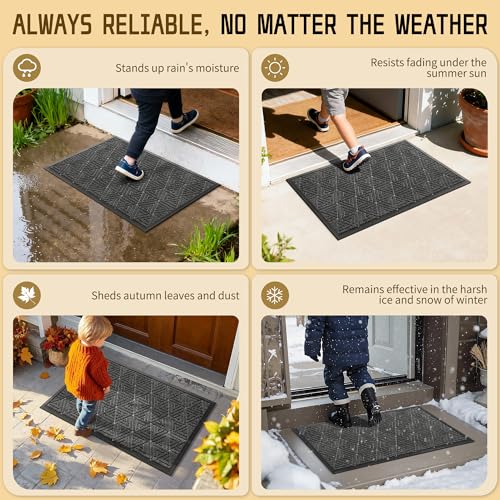 Yimobra Large Door Mat 36x24, All-Weather Waterproof Non-Slip Welcome Matt Outdoor, Heavy Duty Non Slip Doormat for Entryway for Patio and Garage Indoor, Easy Clean, Mix Grey - color: Mix Grey, size: 36x24 Inch