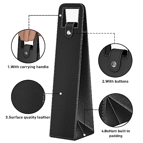 RYDDOY Wine Gift Bag, Reusable Leather Wine Tote Carrier, Single Bottle Champagne Beer Gift Bags Carrier for Birthday, Wedding, Picnic Party, Christmas festival Gifts (Black) - color: A-Black-16.1×3.5×3.5