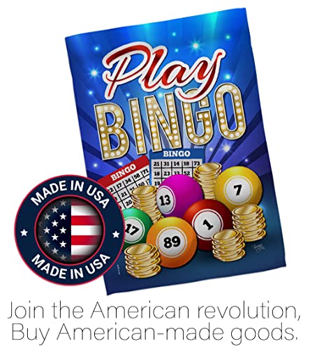 Breeze Decor Play Bingo Garden Flag Set with Stand Interests Games Bunco Night Dice Poker Hobbies Leisure Activity House Decoration Banner Small Yard Gift Double-Sided, Made in USA - size: Garden Flag Set 13"x 18.5" w/ Flagpole