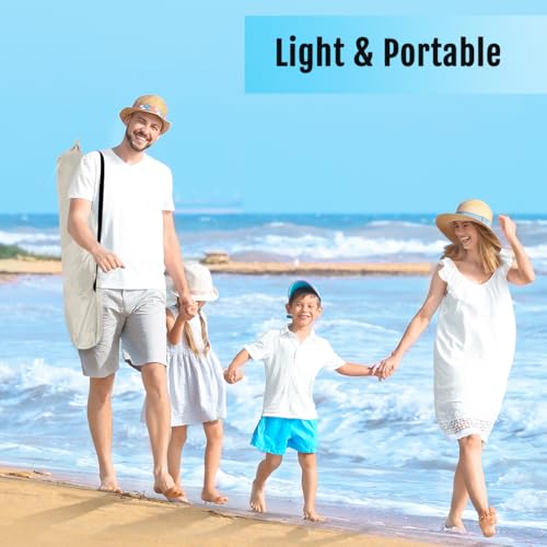 WhiteFang Deluxe Pop Up Beach Tent Sun Shade Shelter for 3-4/5-6 Person, UV Protection, Extendable Floor with 3 Ventilating Windows Plus Carrying Bag, Stakes, and Guy Lines - color: Baby's Breath, size: X-Large