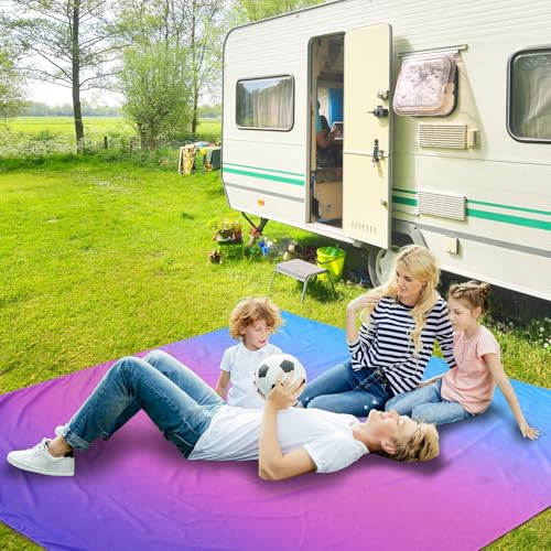 AISPARKY Beach Blanket Waterproof Sandproof Extra Large, Oversized Beach Mat, Quick Drying&Compact&Lightweight, Picnic Blankets Vacation Essentials for Outdoor Beach Camping (79" X 108" (6 Person)) - color: Gradient - Blue Purple, size: 9' x 6'7"