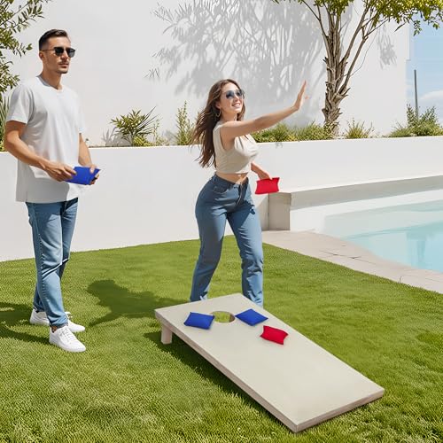 Nova Microdermabrasion 4x2Ft or 3x2Ft Solid Wood Cornhole Game Board with 8 Bean Bags and Carrying Case for Outdoor Yard Beach Lawn Party Backyard - style: Regulation Size 4×2ft