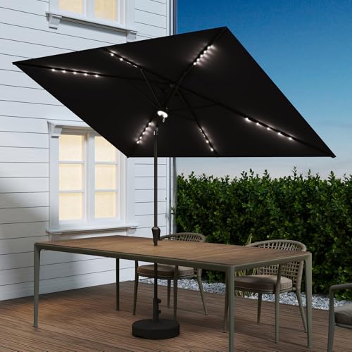 C-Hopetree Rectangular Outdoor Patio Market Umbrella with Solar LED Lights 6.5 x 10 ft - color: Anthracite