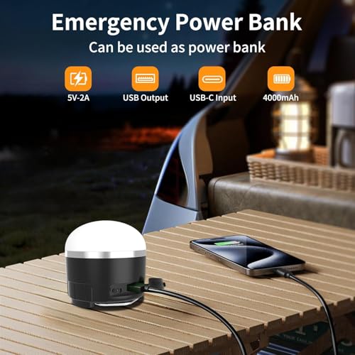 LED Rechargeable Camping Lantern 1000LM, Portable Camping Tent Light with 3 Color Lights, Magnetic Base, 4000mAh Hanging Lights for Camping, Home, Emergency, Hurricane, and Power Outages - style: Warm-White