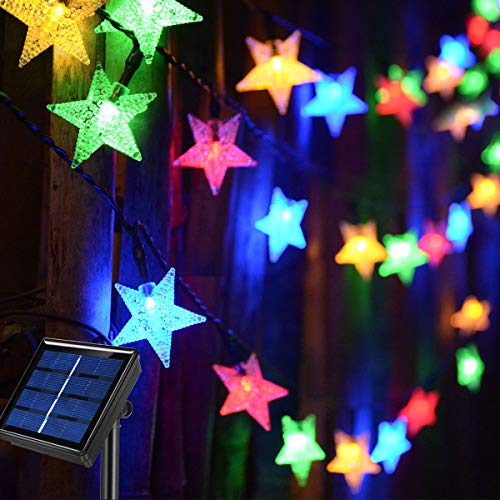 50ft 120LED Solar String Fairy Lights Outdoor,Waterproof Star Twinkle Decorative Lights for Garden,Patio Post,Deck,Canopy,Gazebo,Porch,Pergola,Balcony,Backyard Fence,Party Decor,Multicolored - color: Multicolor
