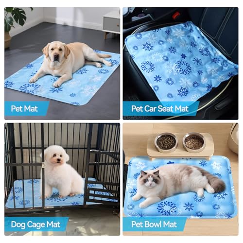 Summer Cooling Mat & Winter Warm Sleeping Pad. Washable Self Cool Pad for Small Dogs & Cats, Indoor Outdoor Pet Sleeping Pad for Crate, Kennel, Bed, Sofa or Car. Non-Slip & Foldable(20" x16")