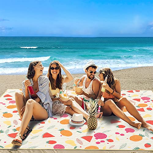 Picnic Blankets, Portable Outside Baby Blanket, 3 Layer Picnic Mat for Camping, 79" x 59" Large Waterproof Sand Proof Camping Blanket, Lightweight Folding Portable Travel Blanket - color: Fruit, size: 1'1" x 6'7" (Rectangular)