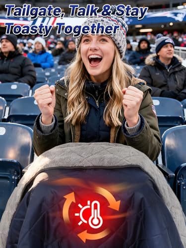 Aulock 55''W x 60''L Warm Outdoor Stadium Blanket Waterproof - Portable & Windproof Navy Blanket with Sherpa Fleece Lining for Camping Winter Cold Weather - color: Navy, size: 55'' W x 60''L