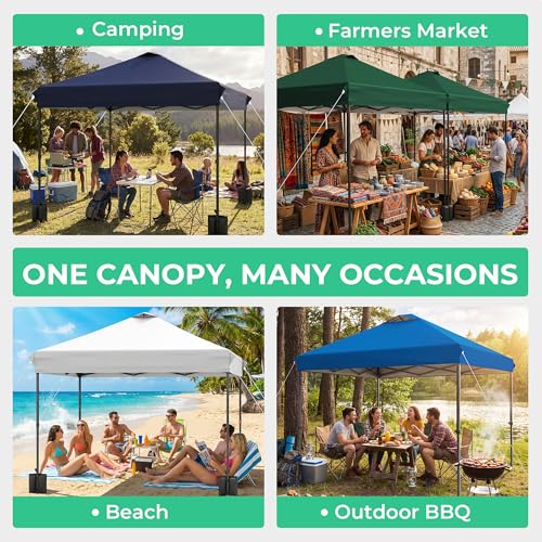 JEAREY 10x10 Pop Up Canopy Tent, Heavy Duty Outdoor Canopy with 1-Push Instant Setup, Commercial Tent with Roller Bag, 4 Sandbags and 8 Stakes, Water-Resistant, Royal-Blue - color: Royal Blue