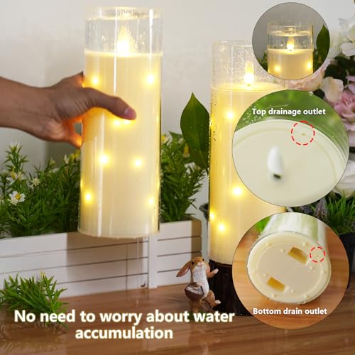 kakoya 11" x 4" Large Outdoor Waterproof Flameless LED Candles with Remote and Timer,Acrylic Pillar Candles Battery Operated with Embedded Star String for Porch,Patio,Outdoor Decor,Set of 2(Ivory) - color: Ivory, size: 2PCS-D4"xH11"
