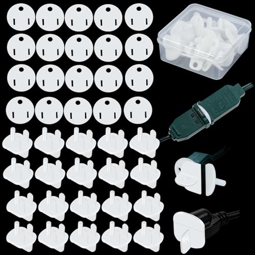 20 Sets Weatherproof Gaskets and Plug Protectors Covers Waterproof Extension Cord Outlet Gasket and Plugs Covers for Christmas Lighting Installation Stop Gfcis from Tripping Fit 2 or 3 Pronged Plugs - size: 20 Pack