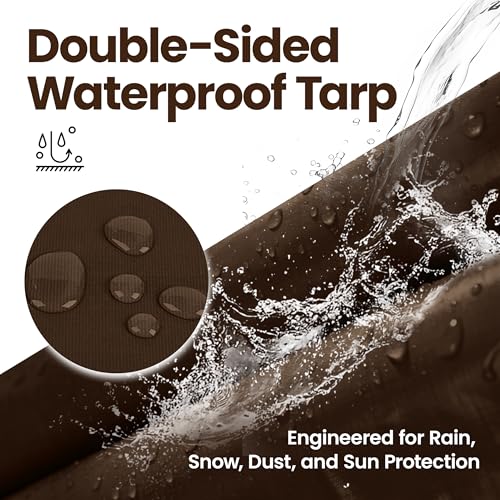 Heavy Duty Tarp 9 Mil Thick Multi-Purpose Waterproof Tarp Protect Your Tent, Flatbed, Firewood, or Roof - 12 x 16 Feet, Brown Sliver - color: 9mil Brown/Silver, size: 12x16 FT