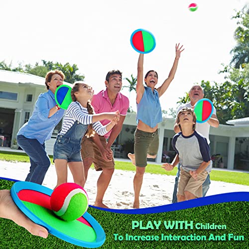 Charniol Kids Toys Toss and Catch Game Set Beach Game Outdoor Ball Sports Games Toss and Catch Ball Nylon Toys for Kids Adults(Blue Green, Pink Green,12 Paddles 6 Balls) - color: Blue Green, Pink Green