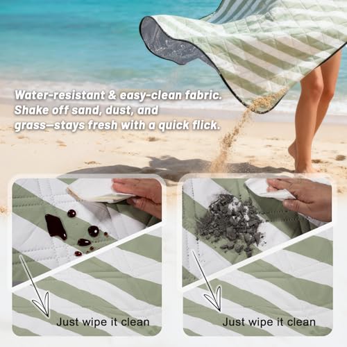 Extra Large Picnic Blanket 80"x80" – Waterproof Sandproof Outdoor Blanket for Beach, Park, Grass, Lawn, Camping, Wedding Registry, Foldable & Portable Mat for Family Picnics and Travel - color: Moss Green