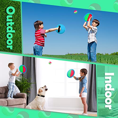 Charniol Kids Toys Toss and Catch Game Set Beach Game Outdoor Ball Sports Games Toss and Catch Ball Nylon Toys for Kids Adults(Pink, Green,Light Blue,12 Paddles 6 Balls) - color: Pink, Green,light Blue