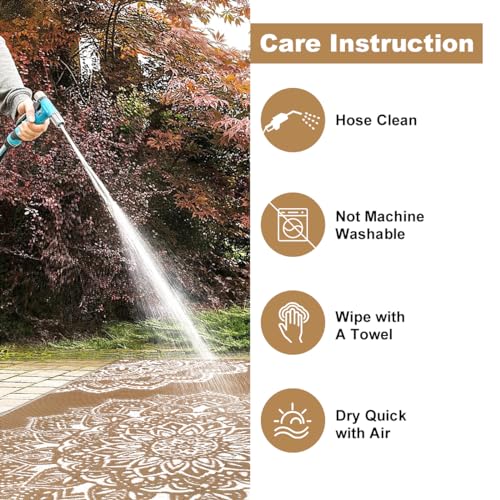 Yamaziot Waterproof Outdoor Rug 5x8 ft, Reversible Plastic Straw Rug for Patio Clearance, Camping, RV Mat, Large Outside Rug Carpet for Porch, Deck, Backyard, Balcony, Picnic (Brown) - color: Brown, size: 5' x8'
