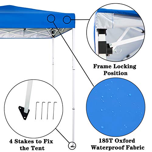 Sunnyglade 6x4 Ft Pop-Up Canopy Tent Outdoor Portable Instant Shelter Folding Canopy with Carry Bag(Royal Blue) - color: Blue