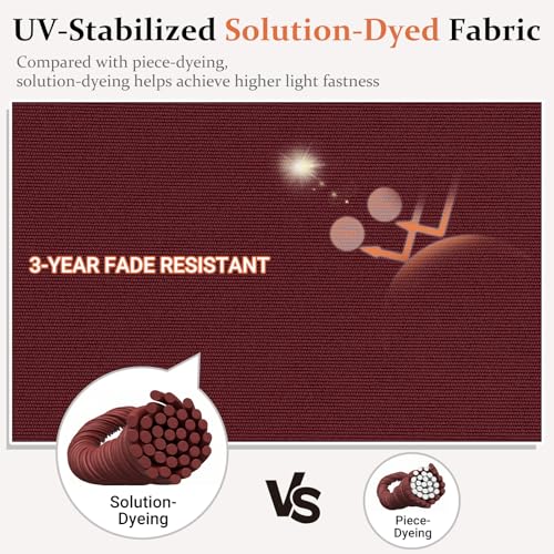 downluxe 24x24 Outdoor Chair Cushions, Waterproof Fade Resistant Patio Furniture Cushions with Handle & Removable Cover, Deep Seat Outdoor Cushions for Sofa, Couch and Patio Chairs, Burgundy - color: Burgundy, size: 24 x 24 Inch