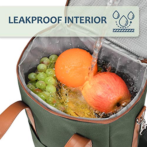 Tirrinia 6 Bottle Wine Gift carrier - Insulated & Padded Wine Carrying Cooler Tote Bag with Handle and Adjustable Shoulder Strap for Travel or Picnic, IDEAL Wine Lover Gift, Oliver - color: Olive