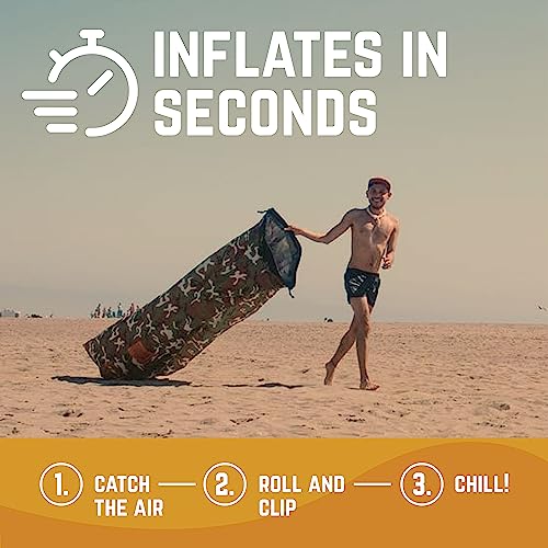 Chillbo Inflatable Couch – Unique Designs - No-Pump Setup, Ripstop Polyester, Stability Pegs, Fun Prints - Portable Air Inflatable Lounger for Beach, Camping, Festivals, and Tailgating - color: Urban Camo, size: Large