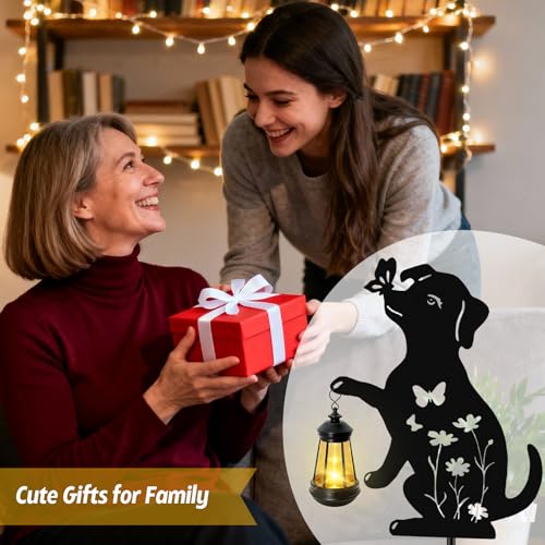 ANGMLN Dog Outdoor Solar Lantern Waterproof, Birthday Gifts for Christmas Women Mom, Solar Hanging Lights Dog Metal Figurine Garden Decor Patio Yard Pathway Backyard Ornaments - color: Dog