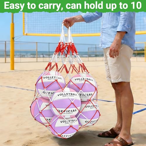 6 Pack Volleyballs Official Size 5, Waterproof Soft Volleyball With Pump and Net Bag for Indoor Outdoor Beach Pool Water Gym Training - Competition Volley Ball for Training Match for Beginner - color: Pink-Purple-White