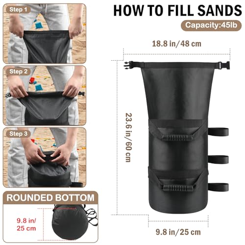 Canopy Weight Sand Bags Set of 4, Heavy Duty SandBags for Canopy Tent Legs, Pop up Tent Gazebos Weights for Outdoor Patio Umbrellas, Pergolas, Sunshades, Black - No Sand (160 LBS - Set of 4) - size: 160 LBS - Set of 4