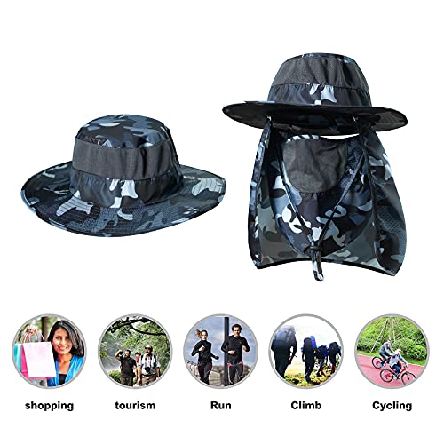 Fishing Hat,Sun Cap with UPF 50+ Sun Protection and Neck Flap,for Man and Women - color: Camouflage