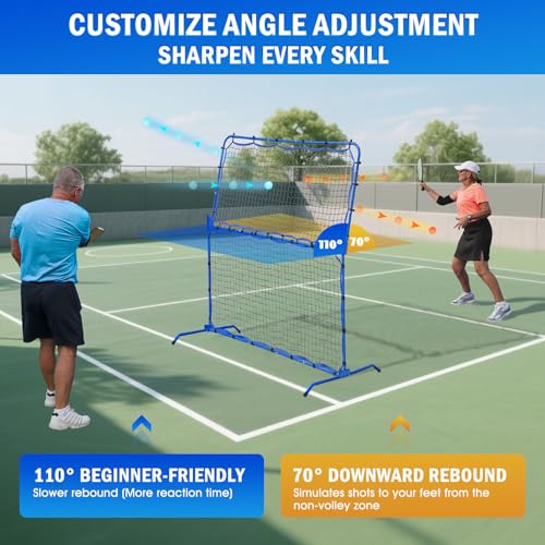 Pickleball Rebounder Net with Kitchen Lines System for Solo Training Equipment, 7.9FT or 6FT 2in1 Mini Pickleball Practice Net Portable Trainer for Driveway Backyard Garage, Easy Setup & Storage - size: 6FT Adjustable Pickleball Net