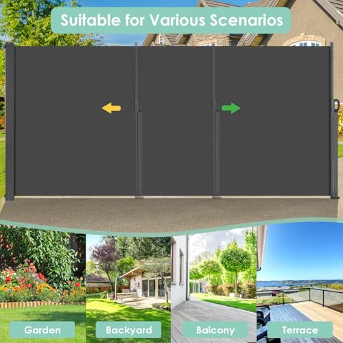 LIFERUN 157.5" x 71" Side Awning, Patio Retractable Side Screen Awning, UV Resistant, Waterproof, Patio Privacy Screen for Garden, Balcony, Courtyard - size: 157.5" x 71"