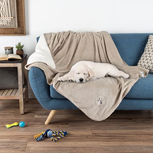 Waterproof Blanket for Dogs and Cats - Reversible 50x60 Throw for Couch, Bed, or Car Protection Against Spills, Stains, and Pet Fur by PETMAKER (Tan) - color: Tan, size: Small