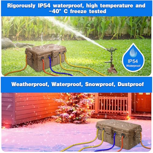Hrensaw Medium Outdoor Electrical Box(10.6x5.5x4.5inch),IP54 Waterproof Extension Cord Cover w/6 Cable Entry,Weatherproof Connection Box Protect Power Strip,Timer,Plug,Holiday Lights,Brown - color: Brown, size: Medium