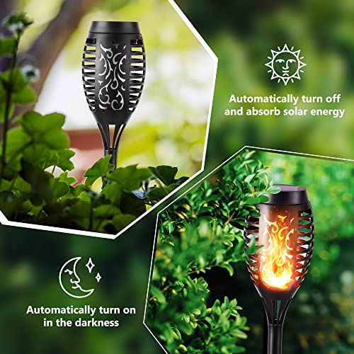Toodour Solar Torch Flame Lights, 6 Pack Solar Lights Outdoor with Flickering Flame, Waterproof Patio Light Landscape Decoration Lighting for Garden, Lawn, Yard, Outdoor Decorations - color: Warm White, size: 6 Pack