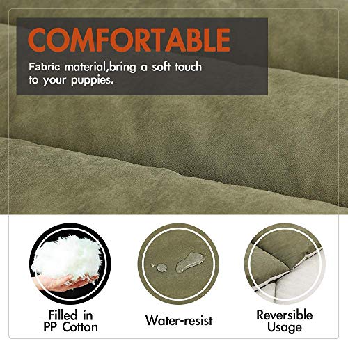CHEERHUNTING Outdoor Dog Bed, Waterproof, Washable, Large Size, Durable, Water Resistant, Portable and Camping Travel Pet Mat - color: Olive Green, size: Large