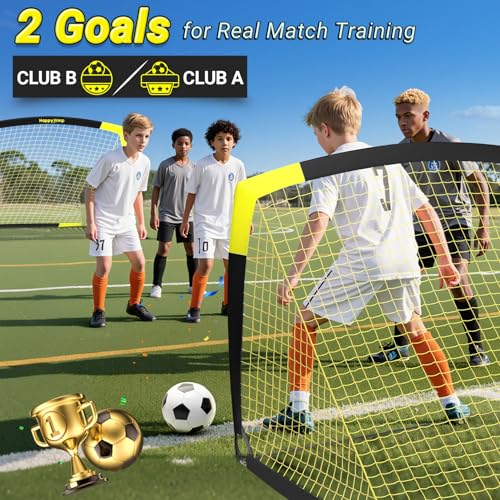 Happy Jump 7x5 FT & 5x3.6 FT Portable Soccer Goal for Youth Players Ages 6–14, Large-Frame Design Built for Long-Term Development, Easy Setup for Backyard, Park or School Training - style: 5x3.6 FT, 2 Set Upgrade