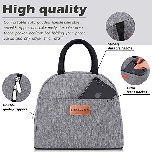 BALORAY Lunch Bag for Women Men Insulated Lunch Box for Adult Reusable Lunch Tote Bag for Work, Picnic or Travel (Grey) - color: Deep gray, size: M