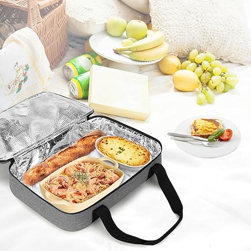 Trunab Casserole Carrier for Hot or Cold Food Insulated Casserole Dish Carrier Thermal Tote Bag for Picnic, Fits 9"×13" Baking Dish, Grey (Light Grey, 16×11×4 inches)