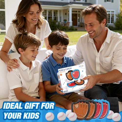 HYES Toss and Catch Ball Game Set, Light Up Baseball Toys Outdoor Pool Beach Yard Camping Games for Family, Toddler Glow in the Dark Baseball Gifts for Boys Girls Ages 3-12 (4 Paddles & 6 Balls) - style: 4 pack with light