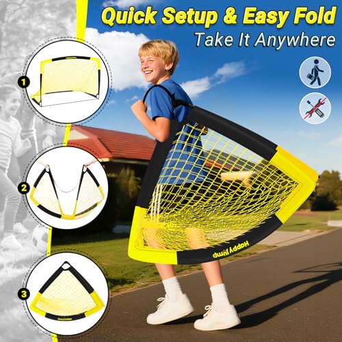Happy Jump 7x5 FT & 5x3.6 FT Portable Soccer Goal for Youth Players Ages 6–14, Large-Frame Design Built for Long-Term Development, Easy Setup for Backyard, Park or School Training - style: 5x3.6 FT, 2 Set Upgrade