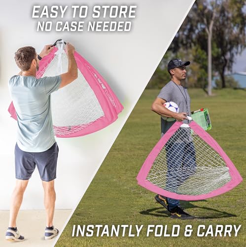 GoSports Portable Soccer Goals for Kids - 13 Color Options - Choose 4 x 3 ft or 6 x 4 ft - Team Tone Pop Up Nets for Backyard - color: Pink, style: 4 ft x 3 ft