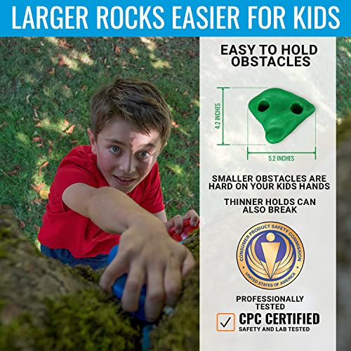 Hyponix Ninja Tree Climbing Kit – 16 Large Rock Holds & 8 Ratchets, 10-Minute Setup, Thicker Textured Grips, Supports 250lbs, CPC Certified Safety, Portable Bag – Backyard Fun & Ideal Gift for Kids - style: Monkey Tree Climbers 2.0